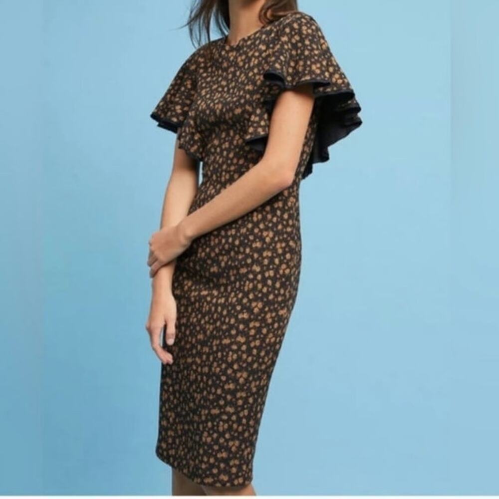 Anthropologie Tracy Reese Fluttered Floral Knee-Length Dress Size 10 Cottagecore